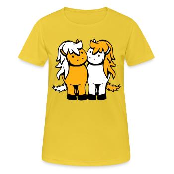 2 Chevaux Homme Femme Amoureux Amis Amour Équipe - T-shirt respirant Femme - jaune soleil - Devant - AI Model Female 172 dark (172cm)