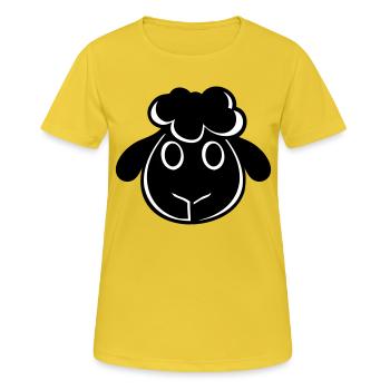 Schwarzes Schaf Gesicht Kopf Klein Süß Niedlich - Frauen T-Shirt atmungsaktiv - Sonnengelb - Vorne - AI Model Female 172 dark (172cm)