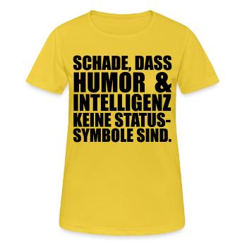 Intelligenz Statussysmbol - Frauen T-Shirt atmungsaktiv - Sonnengelb - Vorne - AI Model Female 172 dark (172cm)