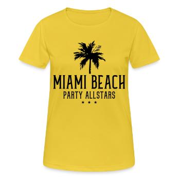 miami beach party allstars - Frauen T-Shirt atmungsaktiv - Sonnengelb - Vorne - AI Model Female 172 dark (172cm)