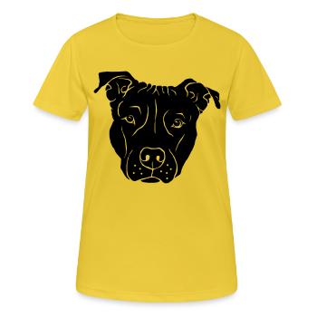 Staffordshire Bullterrier sombre - T-shirt respirant Femme - jaune soleil - Devant - AI Model Female 172 dark (172cm)