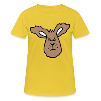Hase wütend Böse Frech aggressiv hassen Frust Wut - Frauen T-Shirt atmungsaktiv - Sonnengelb - Vorne - AI Model Female 172 dark (172cm)