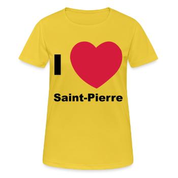 Ich liebe Saint Pierre - Frauen T-Shirt atmungsaktiv - Sonnengelb - Vorne - AI Model Female 172 dark (172cm)