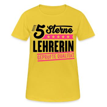 5Sterne Lehrerin - Frauen T-Shirt atmungsaktiv - Sonnengelb - Vorne - AI Model Female 172 dark (172cm)
