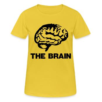 the_brain___f1 - T-shirt respirant Femme - jaune soleil - Devant - AI Model Female 172 dark (172cm)