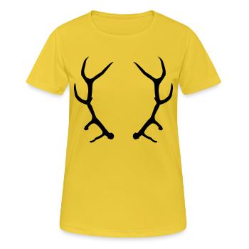 Geweih - Frauen T-Shirt atmungsaktiv - Sonnengelb - Vorne - AI Model Female 172 dark (172cm)