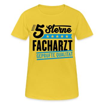 5Sterne Facharzt - Frauen T-Shirt atmungsaktiv - Sonnengelb - Vorne - AI Model Female 172 dark (172cm)