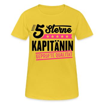 5Sterne Kapitän - Frauen T-Shirt atmungsaktiv - Sonnengelb - Vorne - AI Model Female 172 dark (172cm)