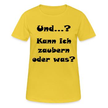 kann ich zaubern - Frauen T-Shirt atmungsaktiv - Sonnengelb - Vorne - AI Model Female 172 dark (172cm)