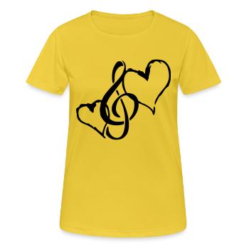 i love musik - Frauen T-Shirt atmungsaktiv - Sonnengelb - Vorne - AI Model Female 172 dark (172cm)