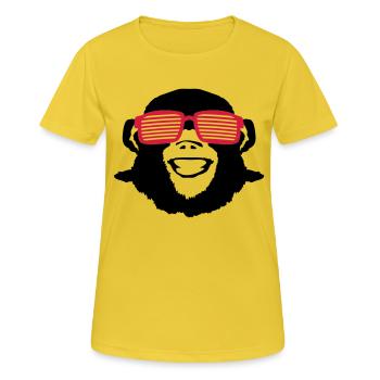 monkey_shades_op2 - Frauen T-Shirt atmungsaktiv - Sonnengelb - Vorne - AI Model Female 172 dark (172cm)