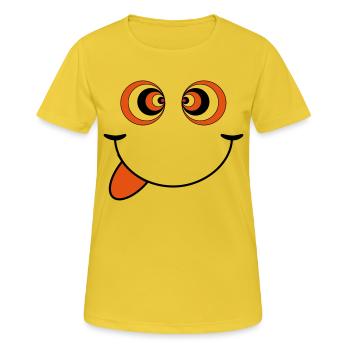 psychédélique smiley - T-shirt respirant Femme - jaune soleil - Devant - AI Model Female 172 dark (172cm)