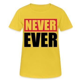 Jamais jamais bar - T-shirt respirant Femme - jaune soleil - Devant - AI Model Female 172 dark (172cm)