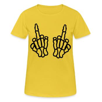 Os 2 mains majeur - T-shirt respirant Femme - jaune soleil - Devant - AI Model Female 172 dark (172cm)