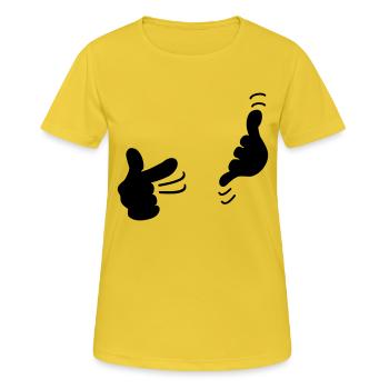 Appelez-moi / call me (1c) - T-shirt respirant Femme - jaune soleil - Devant - AI Model Female 172 dark (172cm)