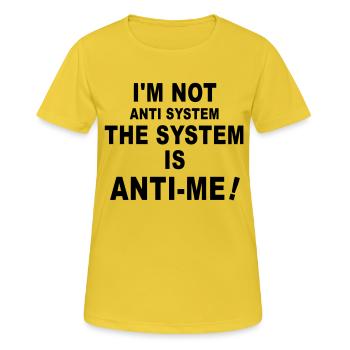 the system - T-shirt respirant Femme - jaune soleil - Devant - AI Model Female 172 dark (172cm)