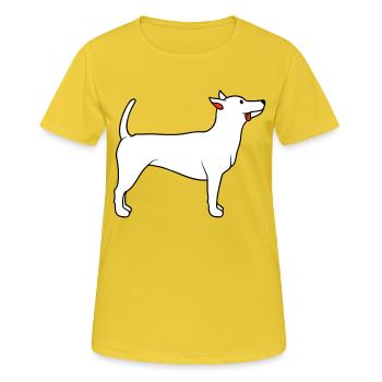 Dear dog sticks out his tongue happily - Women's Breathable T-Shirt - sunshine - Front - AI Model Female 172 dark (172cm)