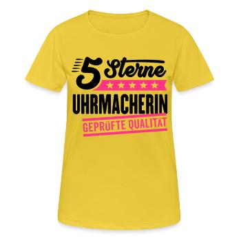 5Sterne Uhrmacherin - Frauen T-Shirt atmungsaktiv - Sonnengelb - Vorne - AI Model Female 172 dark (172cm)