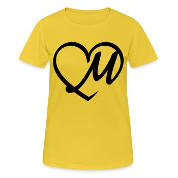 Lettre d'amour M. - T-shirt respirant Femme - jaune soleil - Devant - AI Model Female 172 dark (172cm)