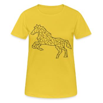 Pferd Origami - Frauen T-Shirt atmungsaktiv - Sonnengelb - Vorne - AI Model Female 172 dark (172cm)