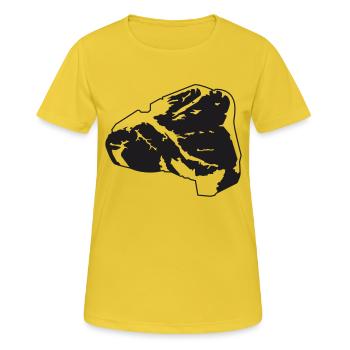 Steak - Frauen T-Shirt atmungsaktiv - Sonnengelb - Vorne - AI Model Female 172 dark (172cm)