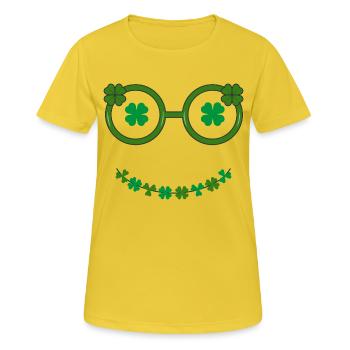 Un visage chanceux souriant - T-shirt respirant Femme - jaune soleil - Devant - AI Model Female 172 dark (172cm)