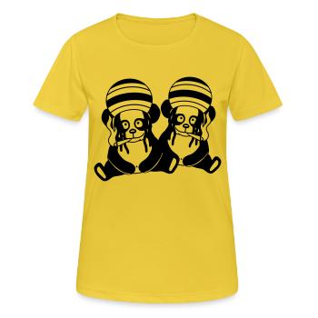 coole 2 panda freunde team paar baer raggae joint - Frauen T-Shirt atmungsaktiv - Sonnengelb - Vorne - AI Model Female 172 dark (172cm)