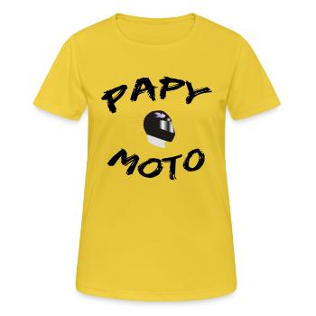 papy moto - T-shirt respirant Femme - jaune soleil - Devant - AI Model Female 172 dark (172cm)