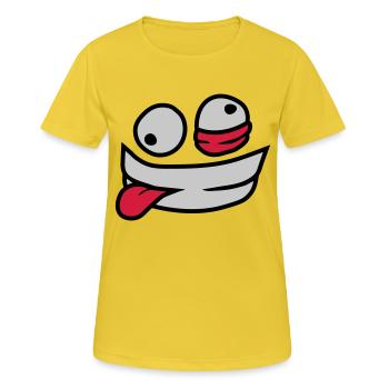Verrücktes Gesicht wahnsinnig - Frauen T-Shirt atmungsaktiv - Sonnengelb - Vorne - AI Model Female 172 dark (172cm)