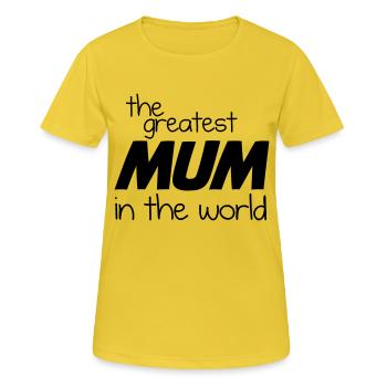 La plus grande maman du monde - Black - T-shirt respirant Femme - jaune soleil - Devant - AI Model Female 172 dark (172cm)