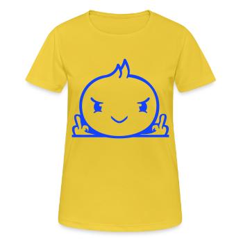 Oiseau mauvais majeur montrant mauvais garçon derrière la clôture - T-shirt respirant Femme - jaune soleil - Devant - AI Model Female 172 dark (172cm)