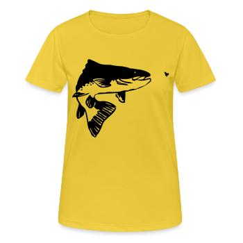 Forelle - Frauen T-Shirt atmungsaktiv - Sonnengelb - Vorne - AI Model Female 172 dark (172cm)