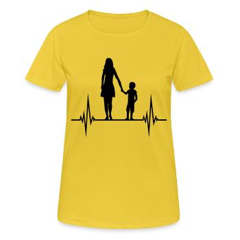 Fils Mama Puls - T-shirt respirant Femme - jaune soleil - Devant - AI Model Female 172 dark (172cm)