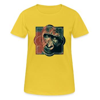 Cheeta Singe , le singe en toi. - T-shirt respirant Femme - jaune soleil - Devant - AI Model Female 172 dark (172cm)