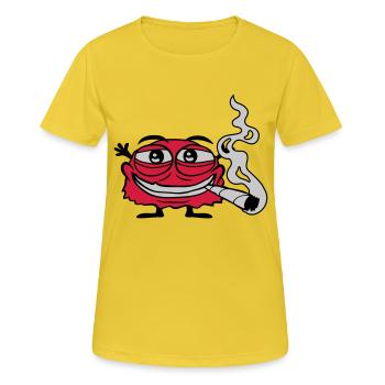 Fumer de l’herbe drôle de monstre - T-shirt respirant Femme - jaune soleil - Devant - AI Model Female 172 dark (172cm)