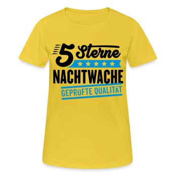 5Sterne Nachtwache - Frauen T-Shirt atmungsaktiv - Sonnengelb - Vorne - AI Model Female 172 dark (172cm)