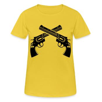 waffen - Frauen T-Shirt atmungsaktiv - Sonnengelb - Vorne - AI Model Female 172 dark (172cm)
