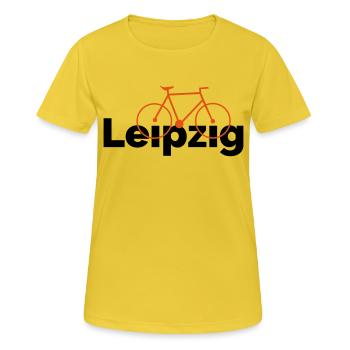 Faire du vélo à Leipzig - T-shirt respirant Femme - jaune soleil - Devant - AI Model Female 172 dark (172cm)