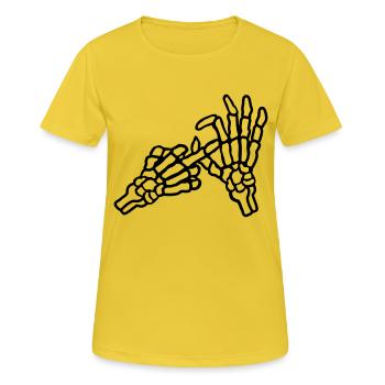 Middle Finger Hole Gesture Skeleton - Women's Breathable T-Shirt - sunshine - Front - AI Model Female 172 dark (172cm)