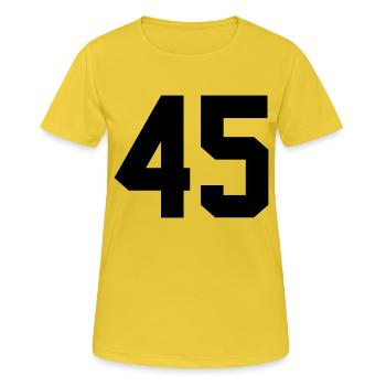 45 - T-shirt respirant Femme - jaune soleil - Devant - AI Model Female 172 dark (172cm)