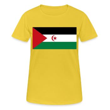 Demokratische Arabische Republik Sahara - Frauen T-Shirt atmungsaktiv - Sonnengelb - Vorne - AI Model Female 172 dark (172cm)