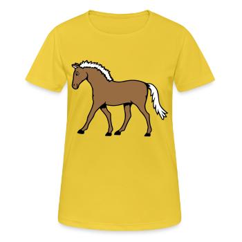 cheval course va cavalier dessin animé équitation mignon bande dessinée - T-shirt respirant Femme - jaune soleil - Devant - AI Model Female 172 dark (172cm)