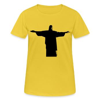 jesus christ - Frauen T-Shirt atmungsaktiv - Sonnengelb - Vorne - AI Model Female 172 dark (172cm)