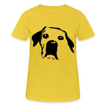 tete chien - T-shirt respirant Femme - jaune soleil - Devant - AI Model Female 172 dark (172cm)