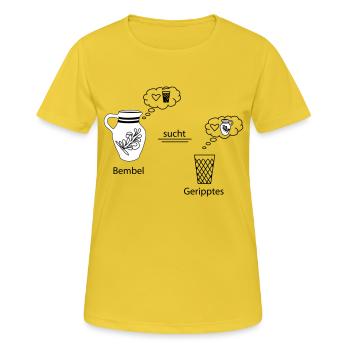 Denkblasen <3 #Bembel #trifft #Schoppe - Frauen T-Shirt atmungsaktiv - Sonnengelb - Vorne - AI Model Female 172 dark (172cm)