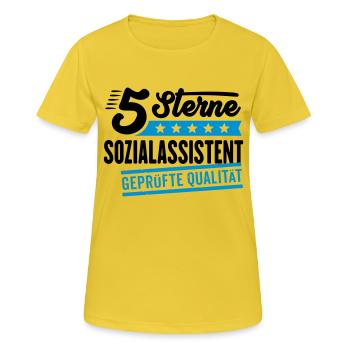 5Sterne Sozialassistent - Frauen T-Shirt atmungsaktiv - Sonnengelb - Vorne - AI Model Female 172 dark (172cm)