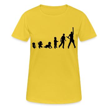 evolution man passion metier rocker - Frauen T-Shirt atmungsaktiv - Sonnengelb - Vorne - AI Model Female 172 dark (172cm)