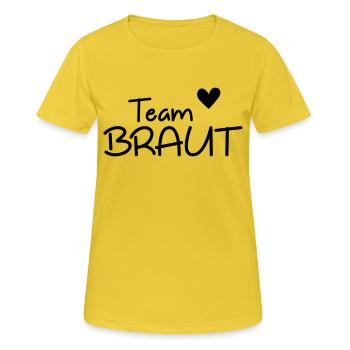 L’équipe mariée enterrement de vie de garçon - T-shirt respirant Femme - jaune soleil - Devant - AI Model Female 172 dark (172cm)