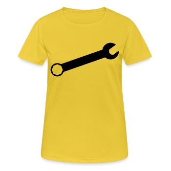 OUTIL CLES - T-shirt respirant Femme - jaune soleil - Devant - AI Model Female 172 dark (172cm)