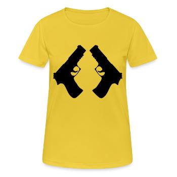 gun 2 mal6 - Frauen T-Shirt atmungsaktiv - Sonnengelb - Vorne - AI Model Female 172 dark (172cm)